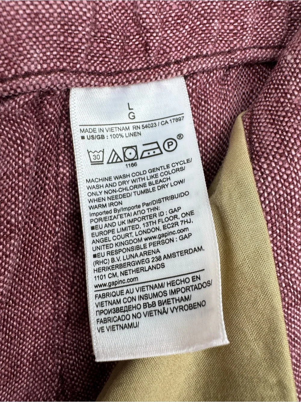 New Banana Republic Relaxed Linen Pull-On Beach Pant Plum/Wine Size Large NWT